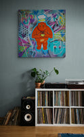 Shmonster Love by Shmutz, 2021 Original Pop Art Painting Mixed-Media on Canvas Living Room
