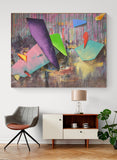 All Shapes and Sizes by Shmutz, 2021 Original Abstract Art Painting on Canvas Room View Geometric Shapes