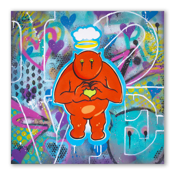 Shmonster Love by Shmutz, 2021 Original Pop Art Painting Mixed-Media on Canvas